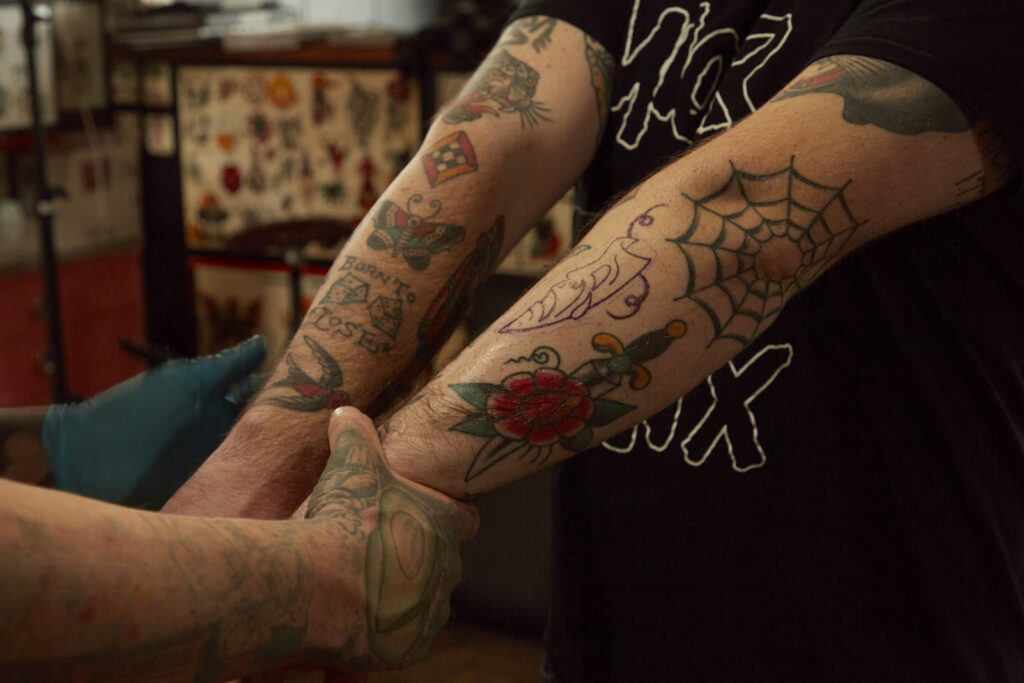 Tattoo placement on client